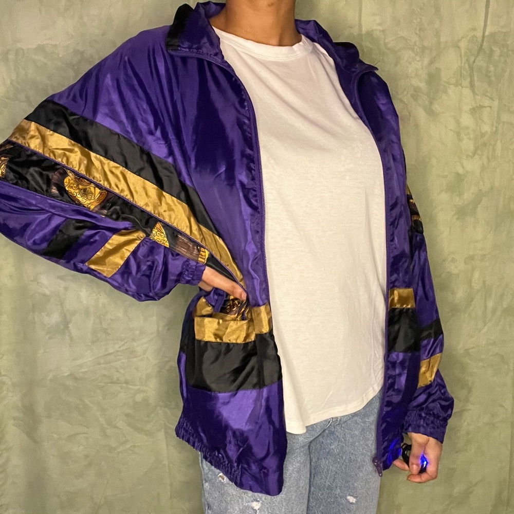 Purple and Gold Vintage Center Aisle Sport Windbreaker